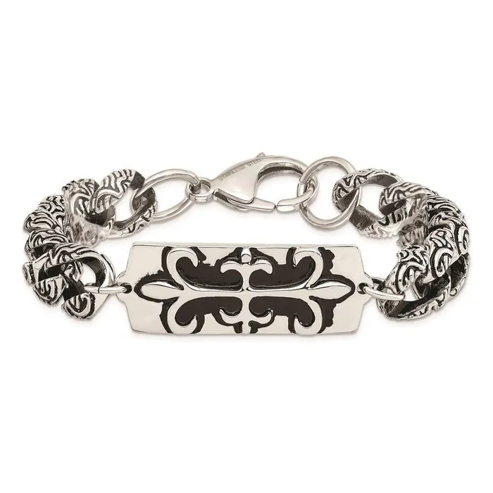 Bracelets Chisel Stainless Steel Antiqued Fleur de Lis 9in Bracelet Bracelets Chisel Stainless Steel Antiqued Fleur de Lis 9in Bracelet