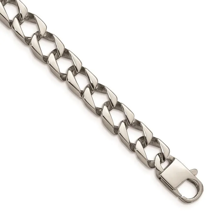 Bracelets Chisel Stainless Steel Polished Square Link 85in Bracelet