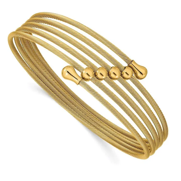 Bracelets Chisel Stainless Steel Polished Yellow IPplated Flexible Coil Bangle Bracelets Chisel Stainless Steel Polished Yellow IPplated Flexible Coil Bangle