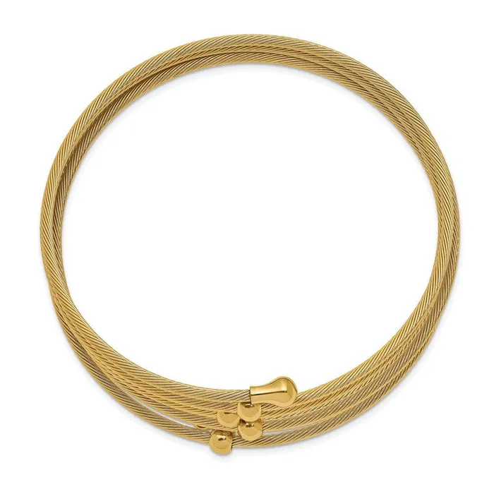 Bracelets Chisel Stainless Steel Polished Yellow IPplated Flexible Coil Bangle Bracelets Chisel Stainless Steel Polished Yellow IPplated Flexible Coil Bangle