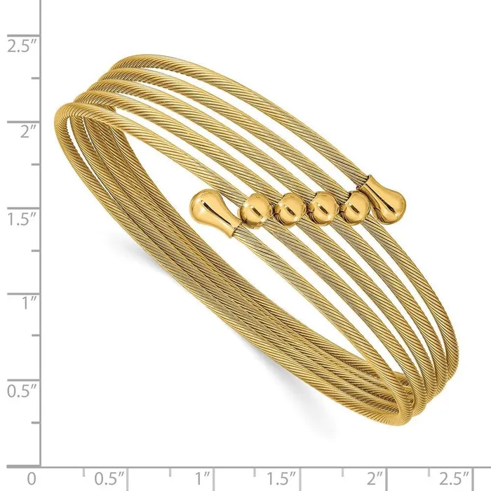 Bracelets Chisel Stainless Steel Polished Yellow IPplated Flexible Coil Bangle Bracelets Chisel Stainless Steel Polished Yellow IPplated Flexible Coil Bangle