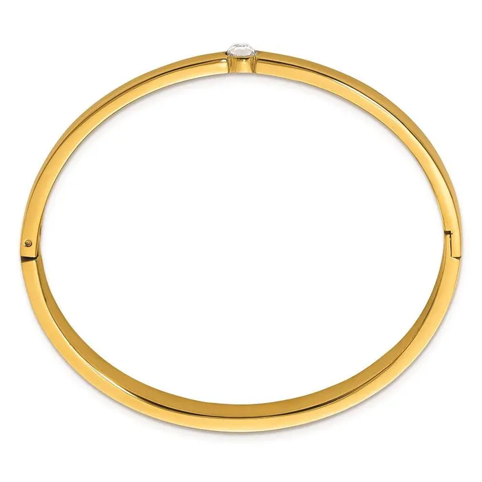 Bracelets Chisel Stainless Steel Polished Yellow IPplated Preciosa Crystal 6mm Hinged Bangl Bracelets Chisel Stainless Steel Polished Yellow IPplated Preciosa Crystal 6mm Hinged Bangl