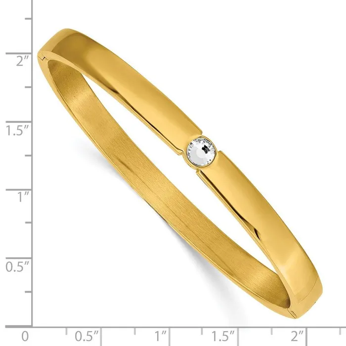 Bracelets Chisel Stainless Steel Polished Yellow IPplated Preciosa Crystal 6mm Hinged Bangl Bracelets Chisel Stainless Steel Polished Yellow IPplated Preciosa Crystal 6mm Hinged Bangl