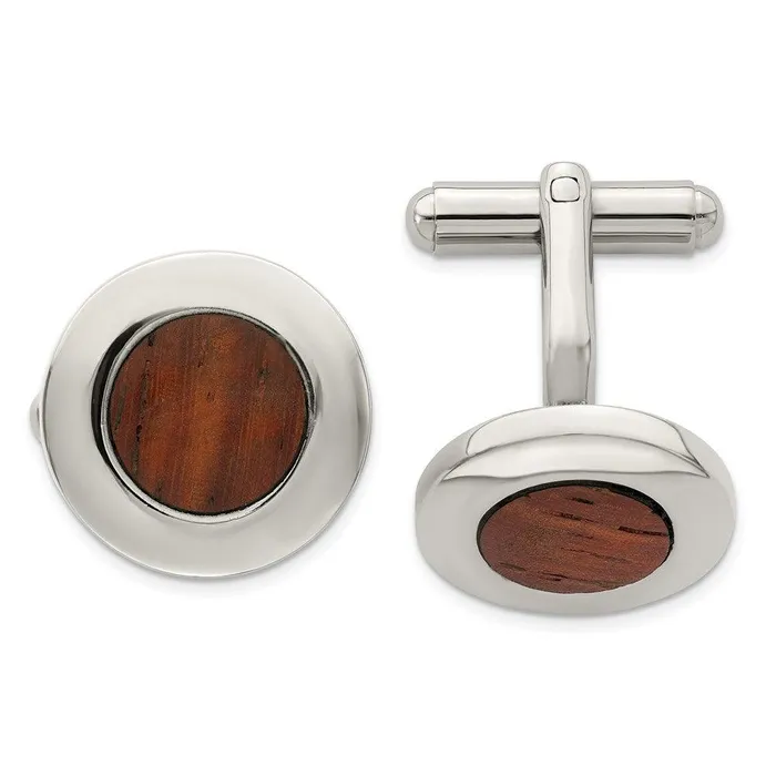 Bracelets Chisel Stainless Steel Wood Inlay Cuff Links
