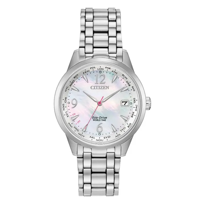 Bracelets Citizen Womens EcoDrive Watch World Time Silver Tone Bracelet FC800055D Citizen Bracelets Citizen Womens EcoDrive Watch World Time Silver Tone Bracelet FC800055D Citizen