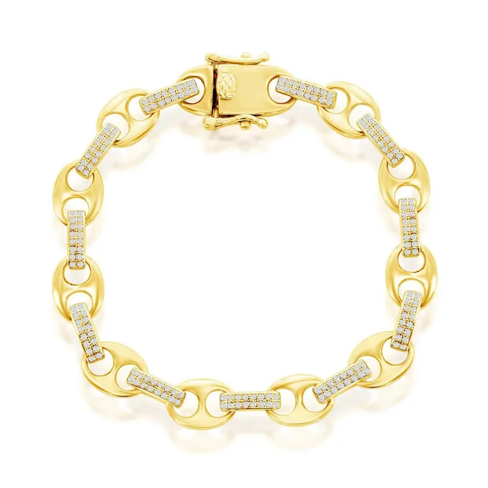 Bracelets Classic Classic Womens Bracelet YG Plated Micro Pave CZ Marina Link Chain T8024GP Bracelets Classic Classic Womens Bracelet YG Plated Micro Pave CZ Marina Link Chain T8024GP