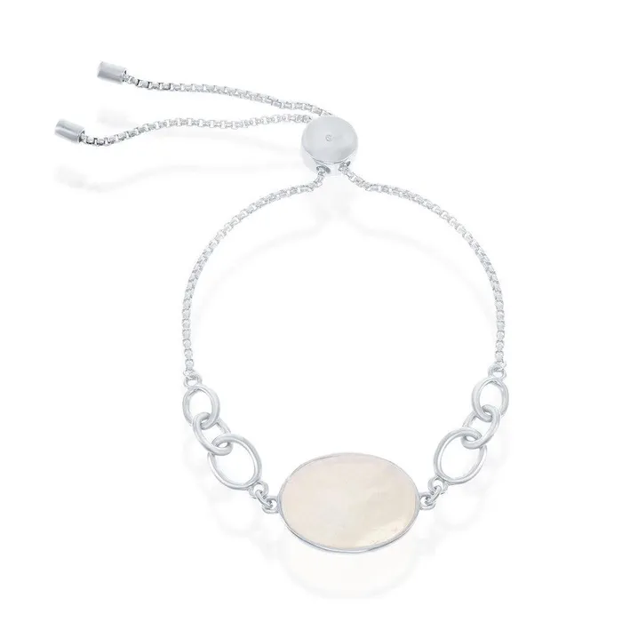 Bracelets Classic Sterling Silver Oval Mother of Pearl Adjustable Bolo Bracelet Bracelets Classic Sterling Silver Oval Mother of Pearl Adjustable Bolo Bracelet