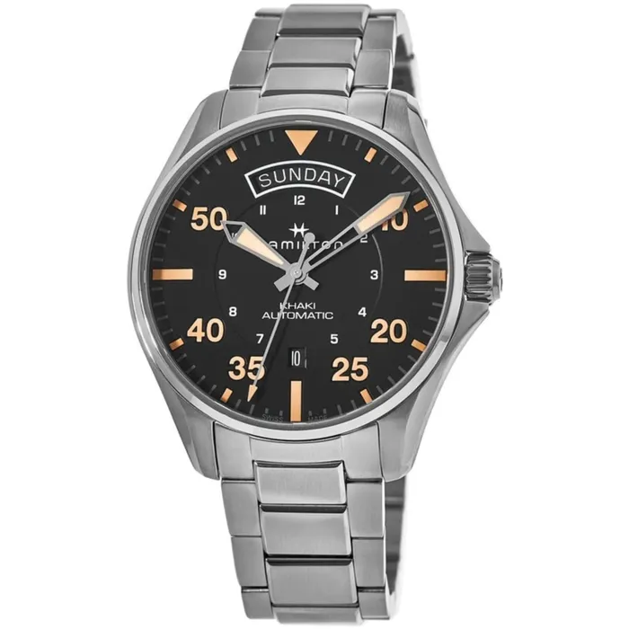 Bracelets Hamilton Hamilton Mens Watch Khaki Aviation Automatic Black Dial Bracelet H64645131 Bracelets Hamilton Hamilton Mens Watch Khaki Aviation Automatic Black Dial Bracelet H64645131