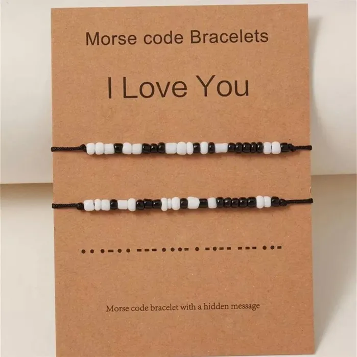 Bracelets I Love You Morse Code Bracelet Set