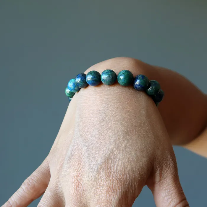 Bracelets Satin Crystals Azurite Malachite Bracelet Earth Essence Stone