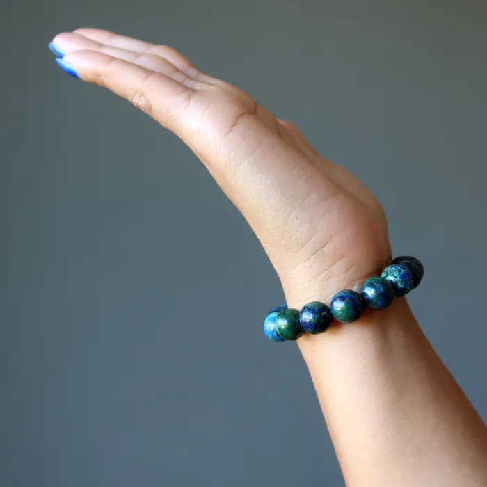 Bracelets Satin Crystals Azurite Malachite Bracelet Earth Essence Stone