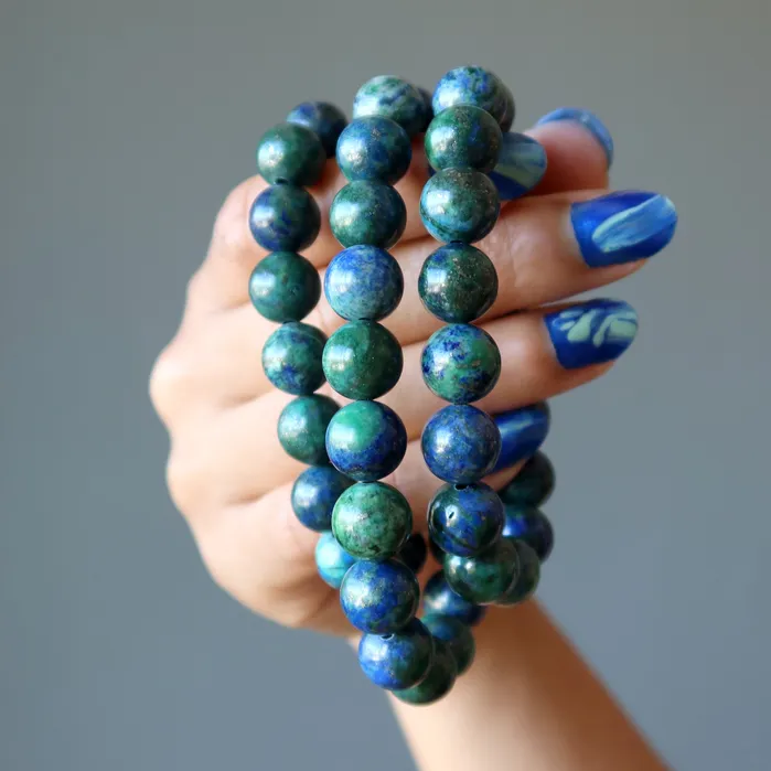 Bracelets Satin Crystals Azurite Malachite Bracelet Earth Essence Stone