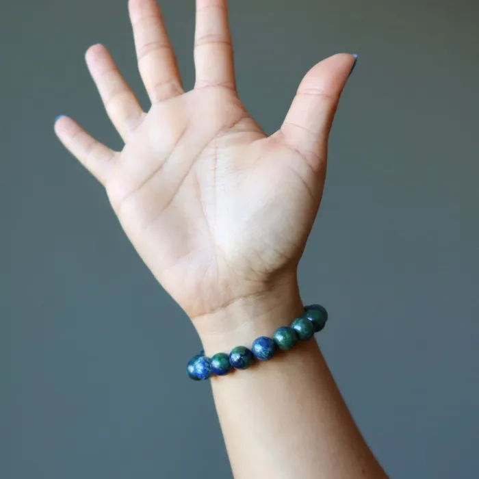 Bracelets Satin Crystals Azurite Malachite Bracelet Earth Essence Stone