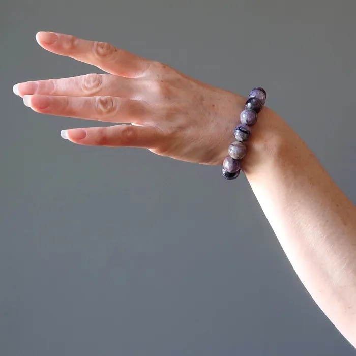 Bracelets Satin Crystals Charoite Bracelet Purple Chariot Precious Gems