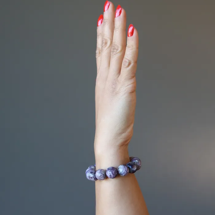 Bracelets Satin Crystals Charoite Bracelet Purple Chariot Precious Gems