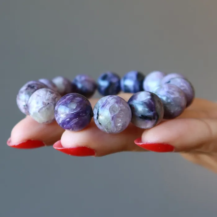 Bracelets Satin Crystals Charoite Bracelet Purple Chariot Precious Gems