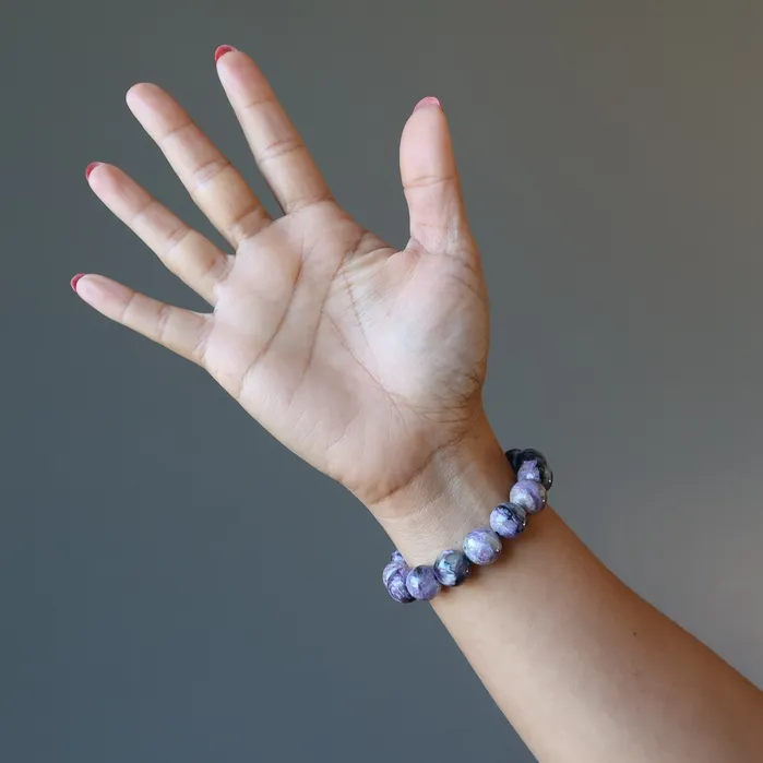 Bracelets Satin Crystals Charoite Bracelet Purple Chariot Precious Gems