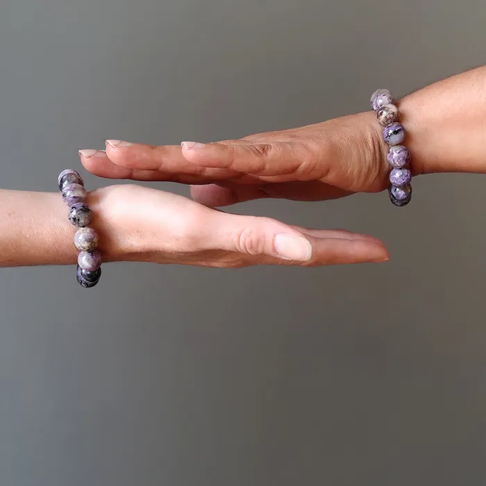 Bracelets Satin Crystals Charoite Bracelet Purple Chariot Precious Gems