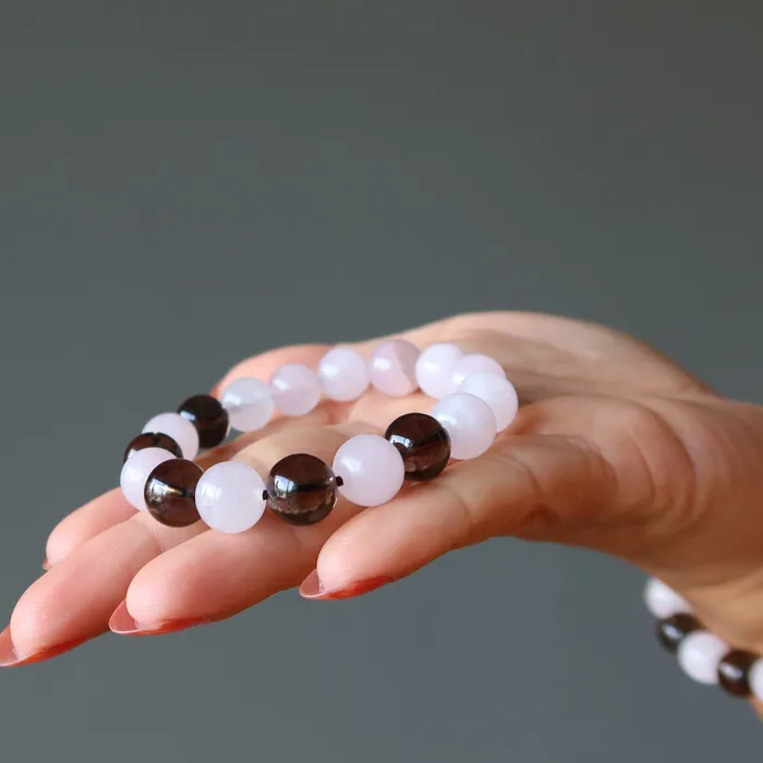 Bracelets Satin Crystals Rose Quartz Bracelet Smoky Hot Love Protector