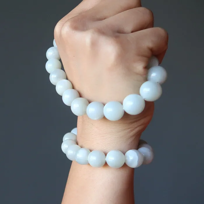 Bracelets Satin Crystals White Moonstone Bracelet Full Moon Rising Gem