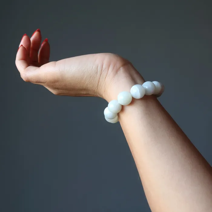Bracelets Satin Crystals White Moonstone Bracelet Full Moon Rising Gem