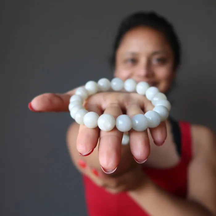 Bracelets Satin Crystals White Moonstone Bracelet Full Moon Rising Gem