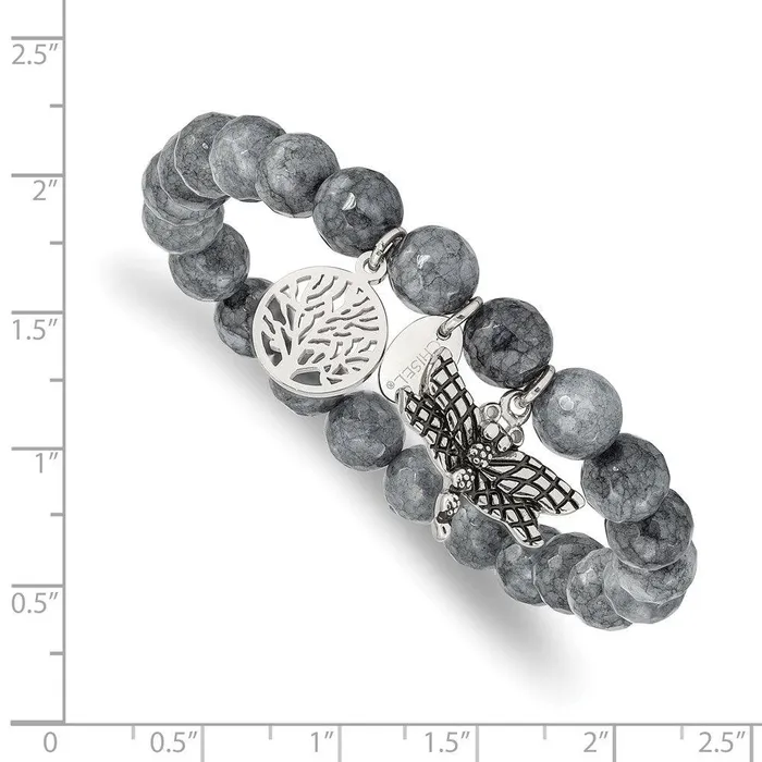 Bracelets Stainless Steel Antiqued Polished Dragonfly Grey Dyed Jade Bracelet Chisel Bracelets Stainless Steel Antiqued Polished Dragonfly Grey Dyed Jade Bracelet Chisel