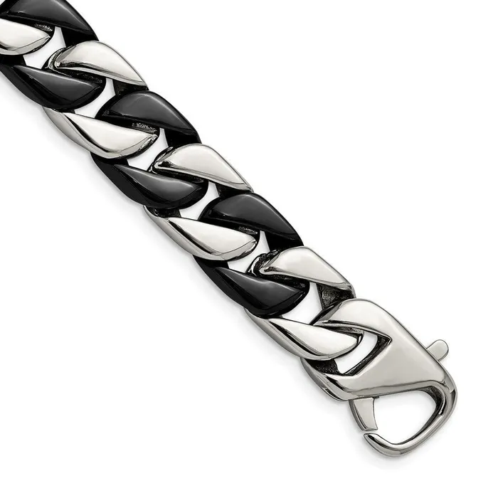Bracelets Stainless Steel Polished Black IPplated 875in Bracelet Chisel
