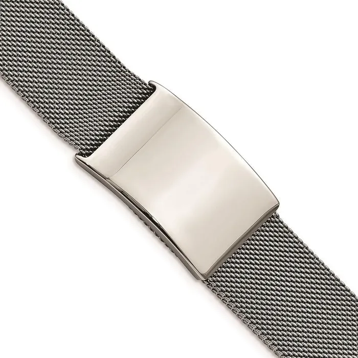 Bracelets Stainless Steel Polished Mesh Adjustable ID Bracelet Chisel