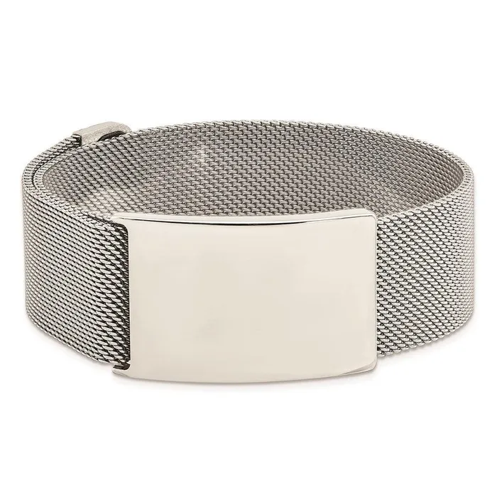 Bracelets Stainless Steel Polished Mesh Adjustable ID Bracelet Chisel Bracelets Stainless Steel Polished Mesh Adjustable ID Bracelet Chisel