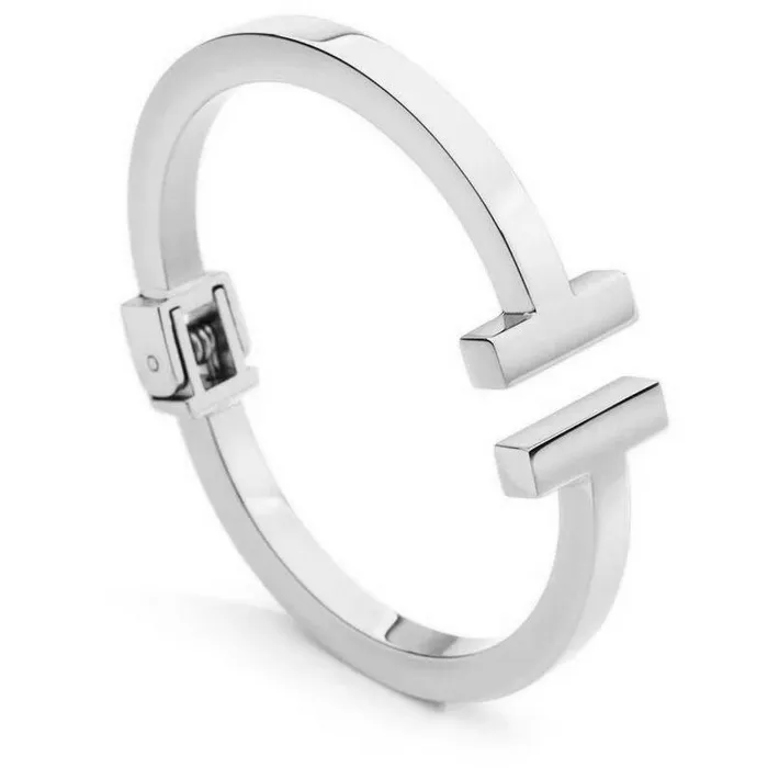 Bracelets VVS Jewelry 18k GoldPlated Stainless Steel T Cuff Bracelet