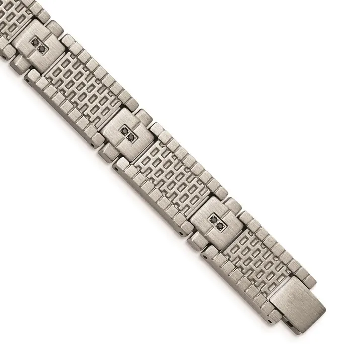 Chisel Bracelets Stainless Steel Antiqued Brushed CZ Bracelet
