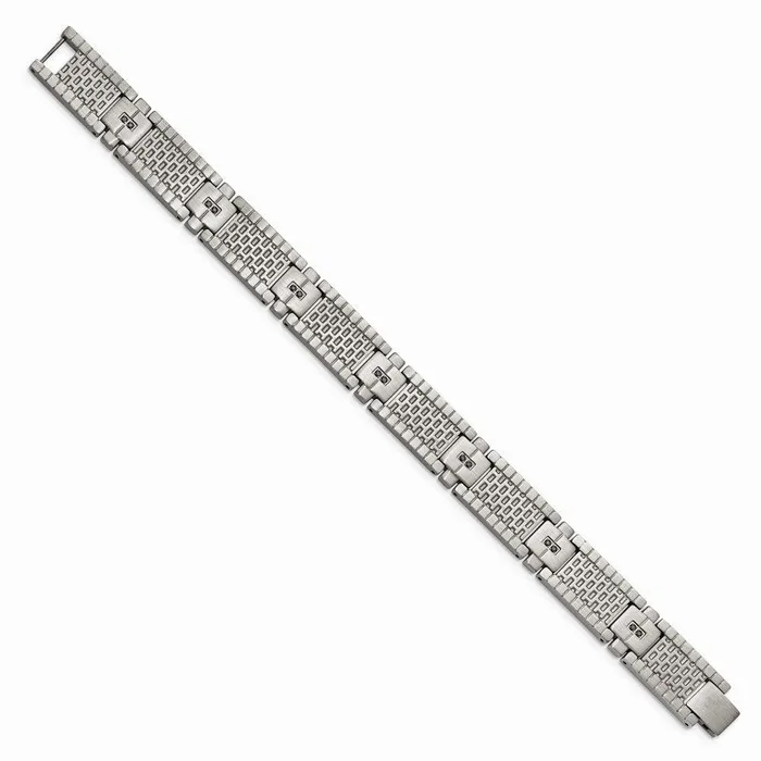 Chisel Bracelets Stainless Steel Antiqued Brushed CZ Bracelet Chisel Bracelets Stainless Steel Antiqued Brushed CZ Bracelet