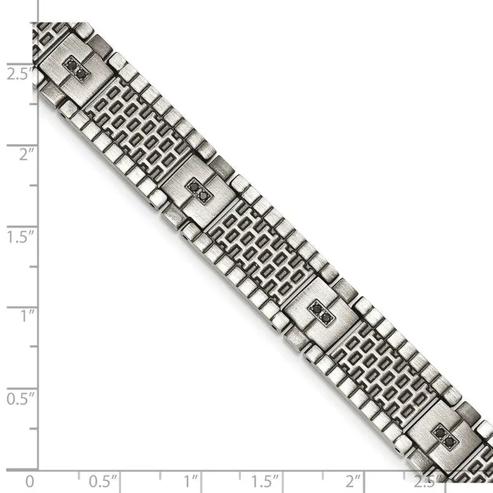 Chisel Bracelets Stainless Steel Antiqued Brushed CZ Bracelet Chisel Bracelets Stainless Steel Antiqued Brushed CZ Bracelet