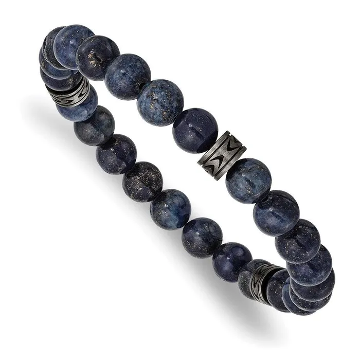Chisel Bracelets Stainless Steel Antiqued White Bronzeplated Lapis Beaded Stretch Bracelet Chisel Bracelets Stainless Steel Antiqued White Bronzeplated Lapis Beaded Stretch Bracelet