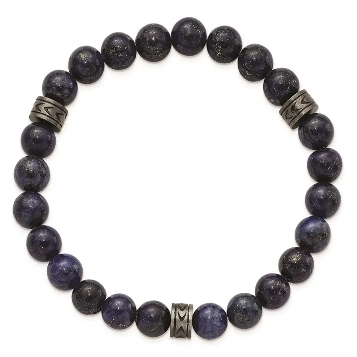 Chisel Bracelets Stainless Steel Antiqued White Bronzeplated Lapis Beaded Stretch Bracelet Chisel Bracelets Stainless Steel Antiqued White Bronzeplated Lapis Beaded Stretch Bracelet