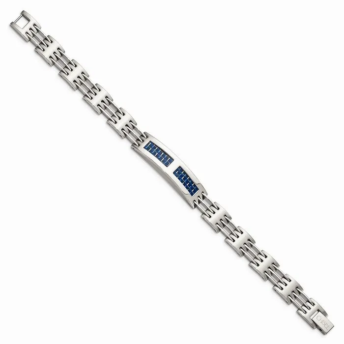 Chisel Bracelets Stainless Steel Brushed and Polished wBlue Carbon Fiber Inlay Bracelet Chisel Bracelets Stainless Steel Brushed and Polished wBlue Carbon Fiber Inlay Bracelet