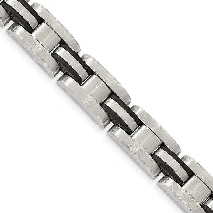 Chisel Bracelets Stainless Steel Brushed w Black Polyurethane 825 inch Bracelet Chisel Bracelets Stainless Steel Brushed w Black Polyurethane 825 inch Bracelet