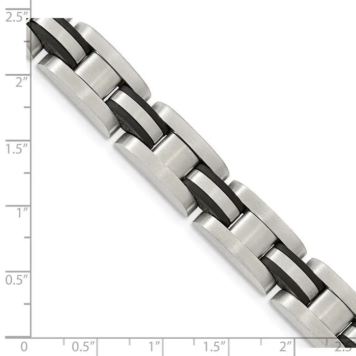 Chisel Bracelets Stainless Steel Brushed w Black Polyurethane 825 inch Bracelet Chisel Bracelets Stainless Steel Brushed w Black Polyurethane 825 inch Bracelet