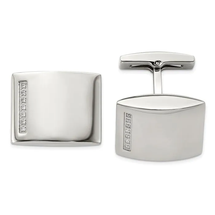 Chisel Bracelets Stainless Steel CZ Cufflinks