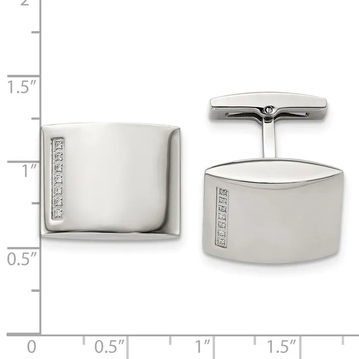 Chisel Bracelets Stainless Steel CZ Cufflinks Chisel Bracelets Stainless Steel CZ Cufflinks