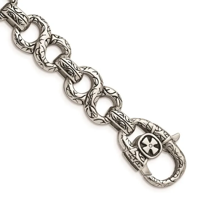 Chisel Bracelets Stainless Steel Polished Antiqued 85in Bracelet