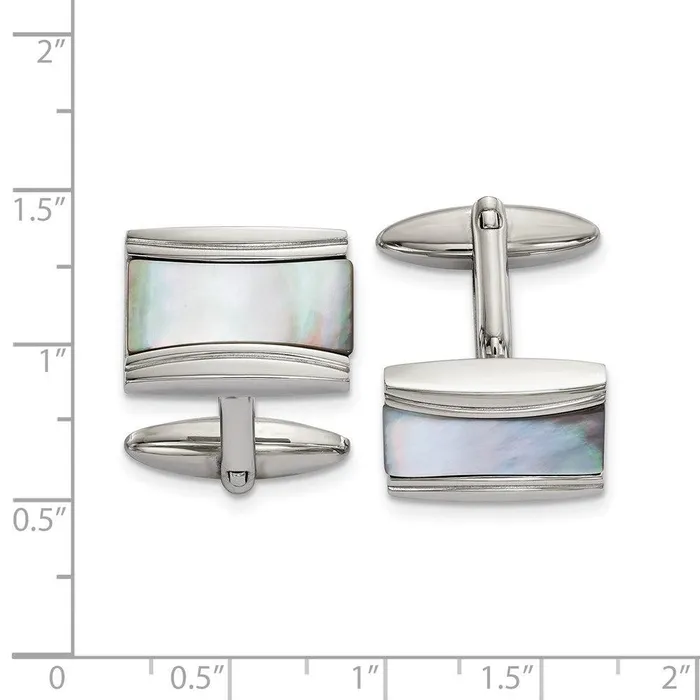 Chisel Bracelets Stainless Steel Polished Rectangle Mother of Pearl Cufflinks Chisel Bracelets Stainless Steel Polished Rectangle Mother of Pearl Cufflinks