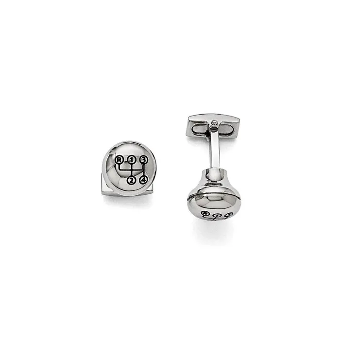 Chisel Bracelets Stainless Steel Polished Stick Shift Design Enameled Cufflinks Chisel Bracelets Stainless Steel Polished Stick Shift Design Enameled Cufflinks