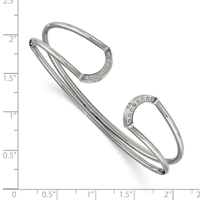 Chisel Bracelets Stainless Steel Polished with CZ Flexible Cuff Bangle Chisel Bracelets Stainless Steel Polished with CZ Flexible Cuff Bangle