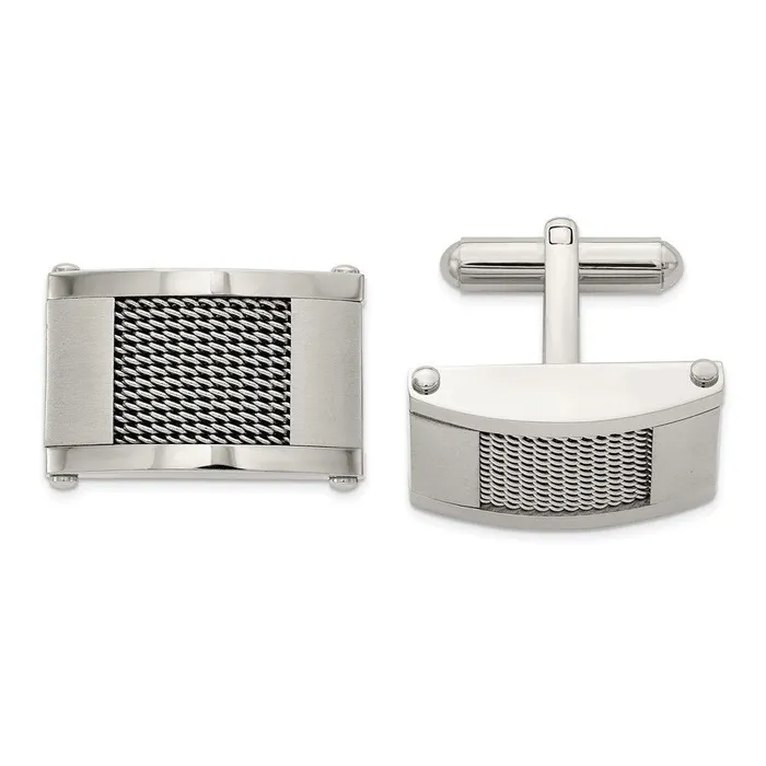 Chisel Bracelets Stainless Steel Wire Brushed and Polished Cufflinks