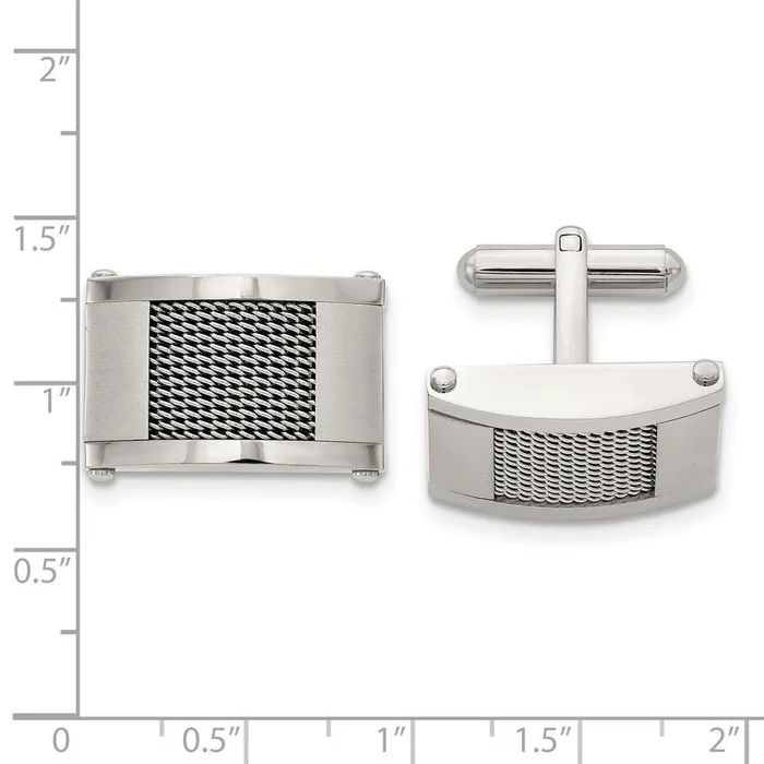 Chisel Bracelets Stainless Steel Wire Brushed and Polished Cufflinks Chisel Bracelets Stainless Steel Wire Brushed and Polished Cufflinks