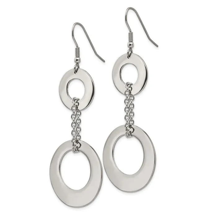 Chisel Earrings Stainless Steel Polished Circles Dangle Earrings Chisel Earrings Stainless Steel Polished Circles Dangle Earrings