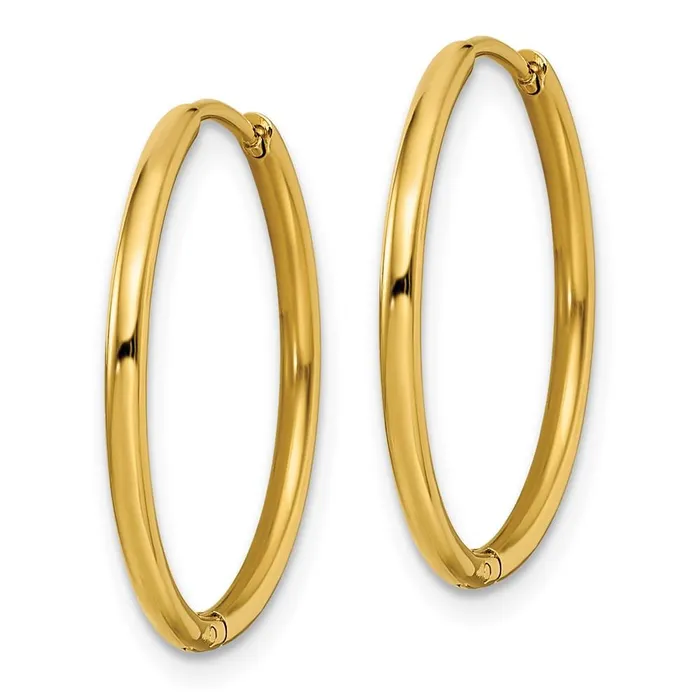 Chisel Earrings Stainless Steel Polished Yellow IPplated 16mm Hinged Hoop Earrings