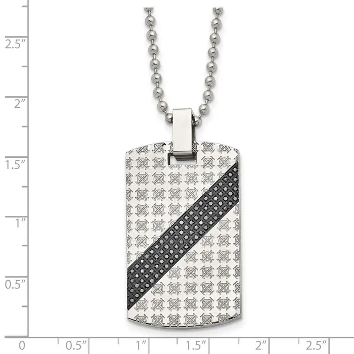 Chisel Necklaces Stainless Steel Polished 12ct tw Diamond Dog Tag Necklace Chisel Necklaces Stainless Steel Polished 12ct tw Diamond Dog Tag Necklace
